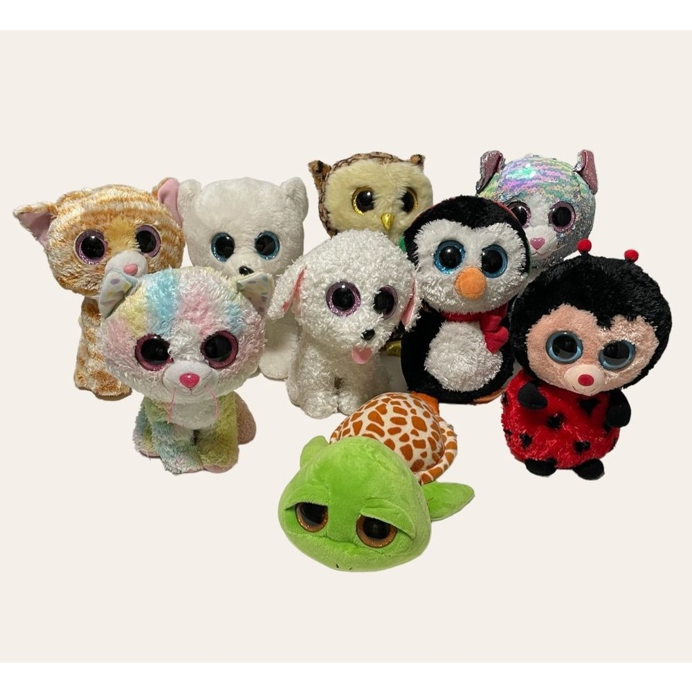TY Beanie Boos Plush Figure Lot Of 9 Toy Wise Zippy North Tabitha Whimsy Fluffy